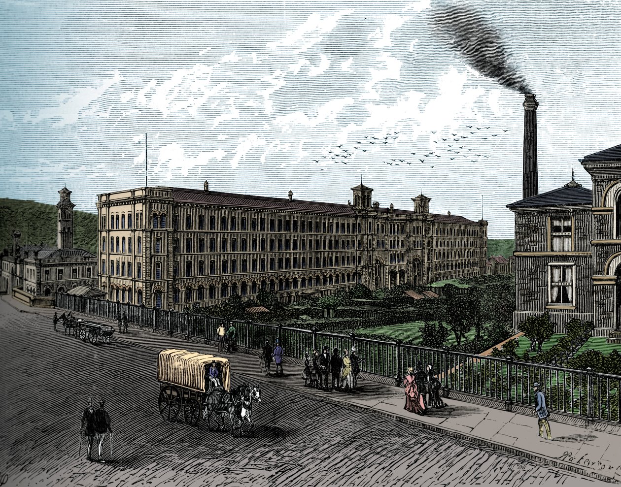Mlýn v Saltaire, c1880 od Unbekannt