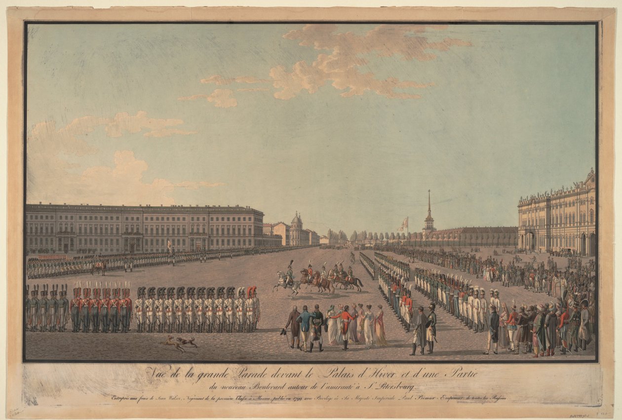 Průvod před Zimním palácem v Petrohradě, 1799 od Unbekannt