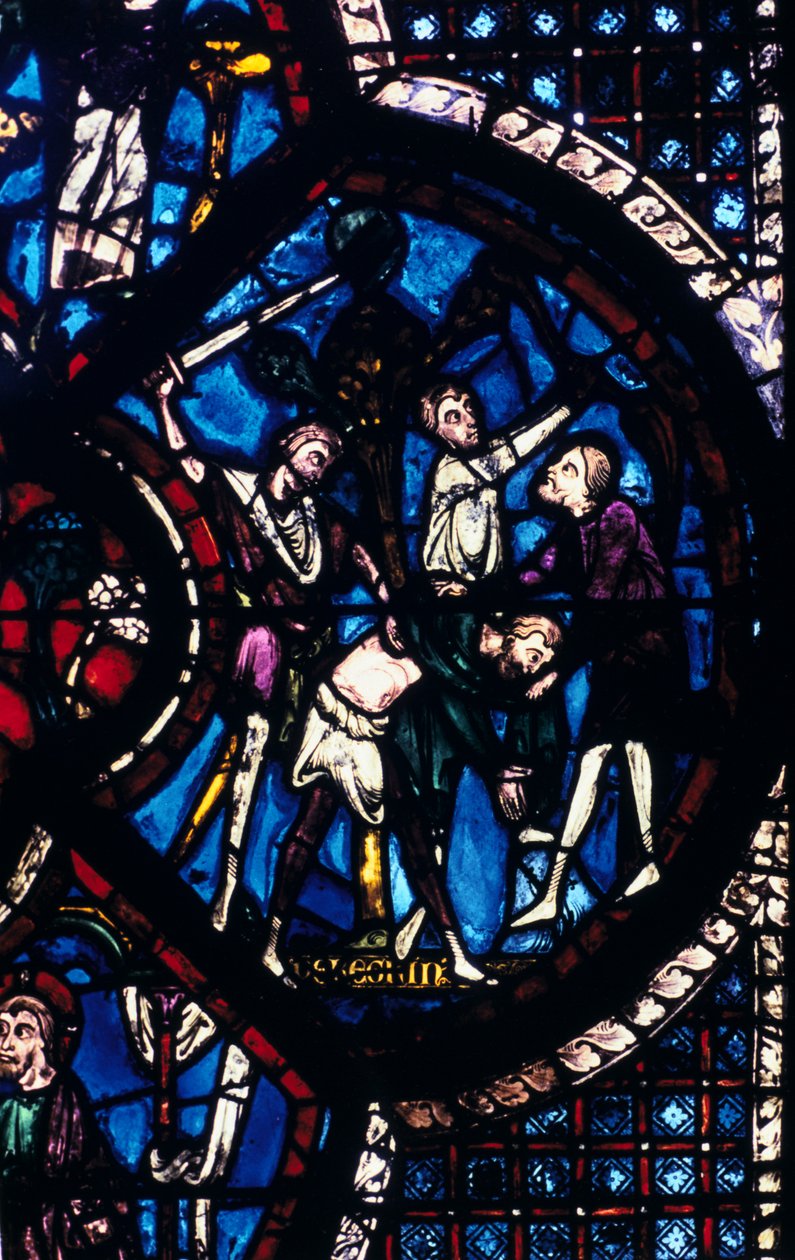 Poutník napadený zloději, barevné sklo, katedrála v Chartres, Francie, 1205-1215 od Unbekannt