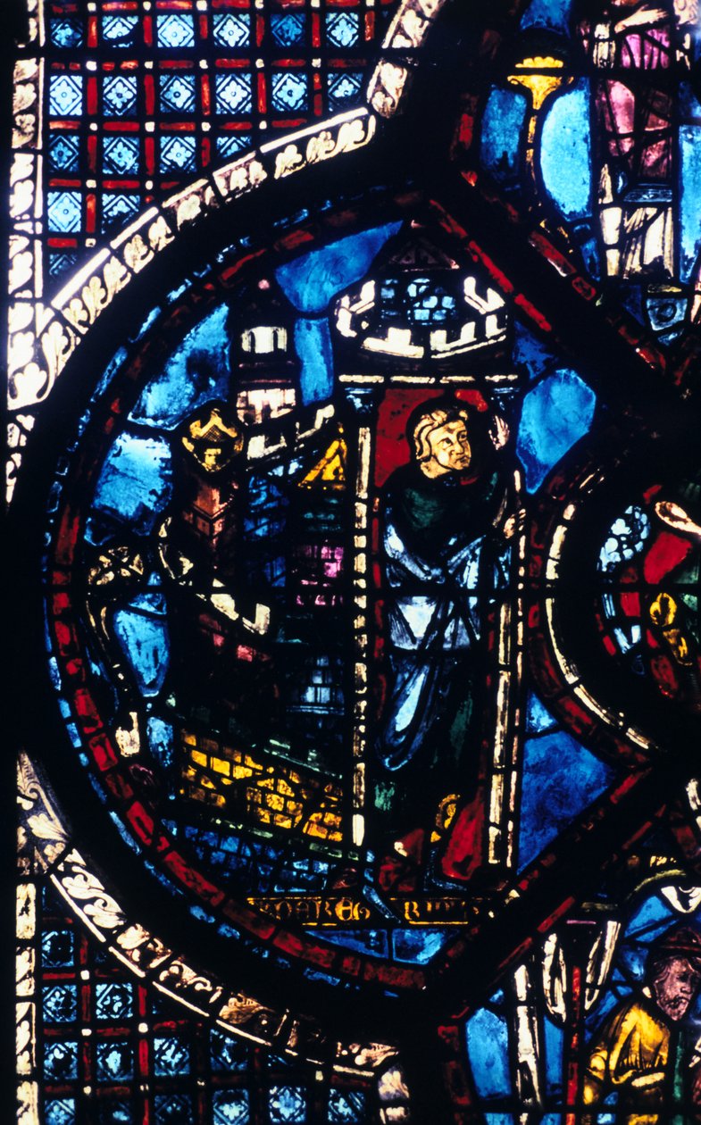 Poutník opouští Jeruzalém do Jericha, barevné sklo, katedrála v Chartres, Francie, 1205-1215 od Unbekannt
