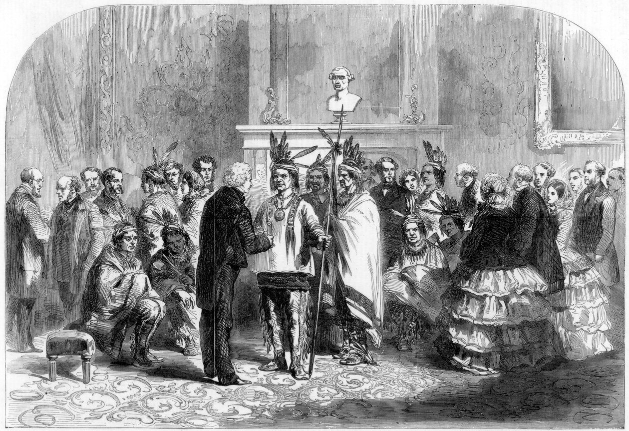 Prezident Spojených států přiměl nepřátelské kmeny, aby si potřásly rukou, 1858 od Unbekannt