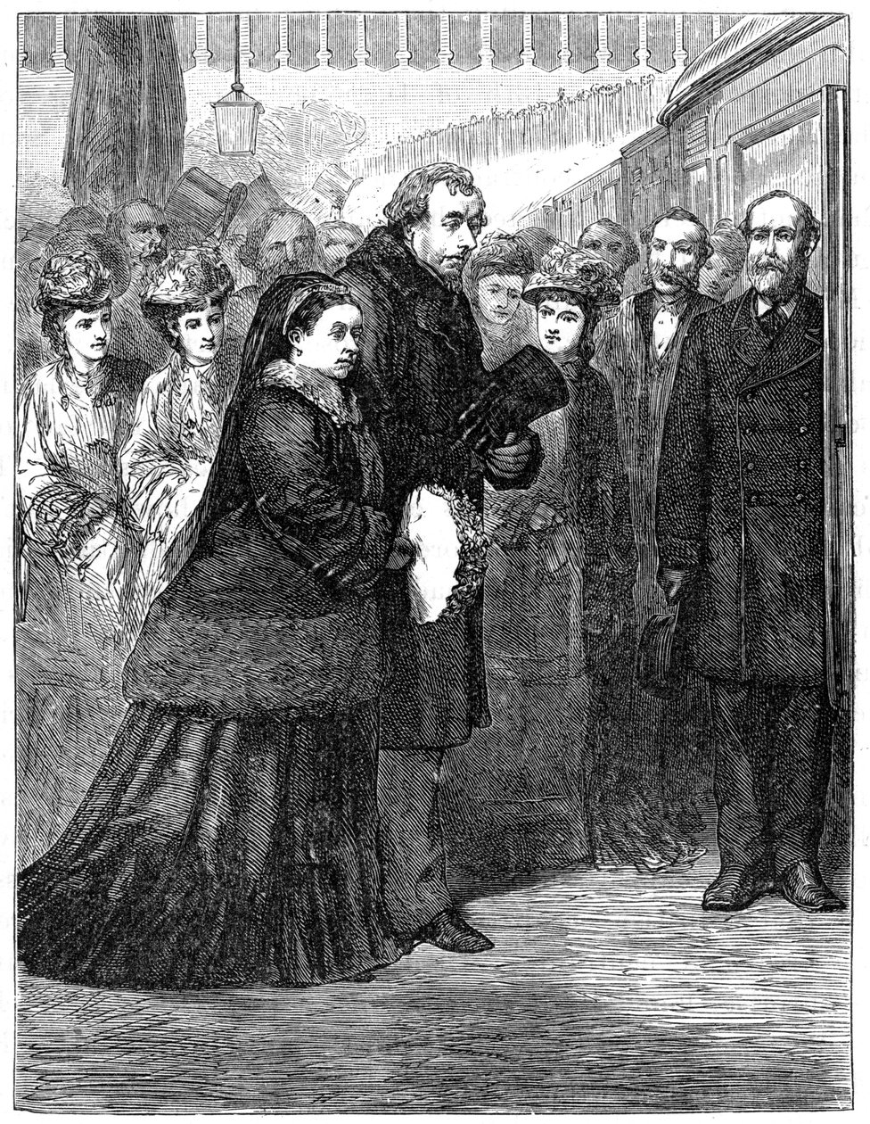 Královna na nádraží High Wycombe během návštěvy Hughenden, konec 19. století, 1900 od Unbekannt