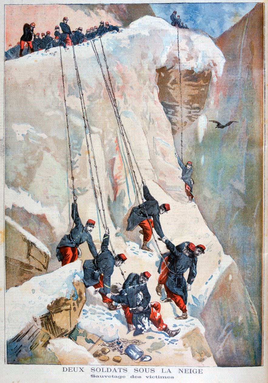 Záchrana dvou francouzských vojáků po lavině, 1894 od Unbekannt