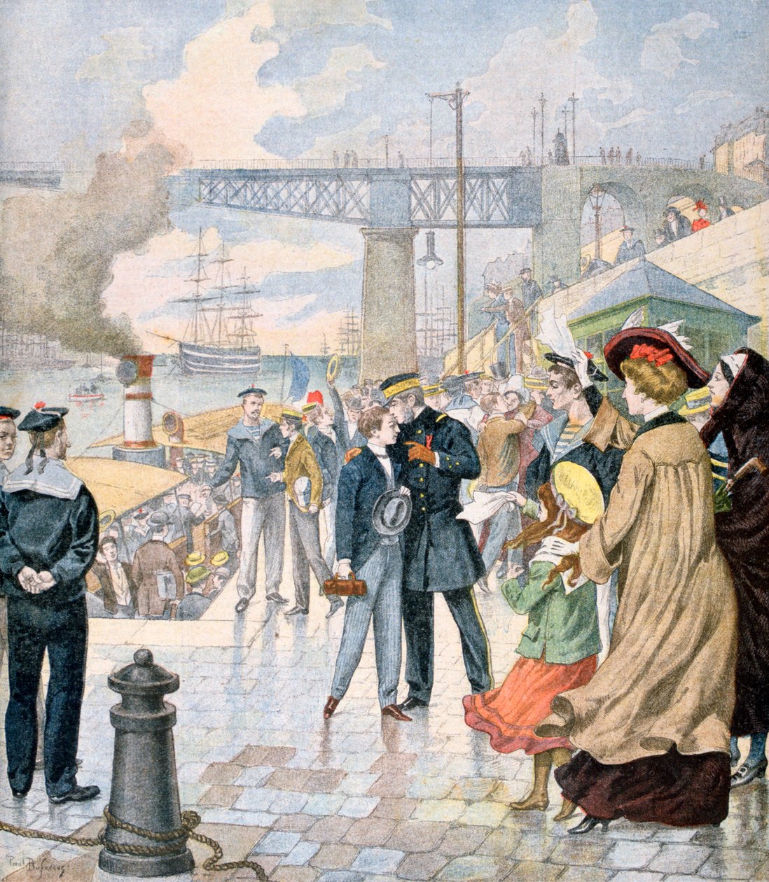 Návrat lodi Borda a nalodění lodi Fistots, Brest, Francie, 1902 od Unbekannt