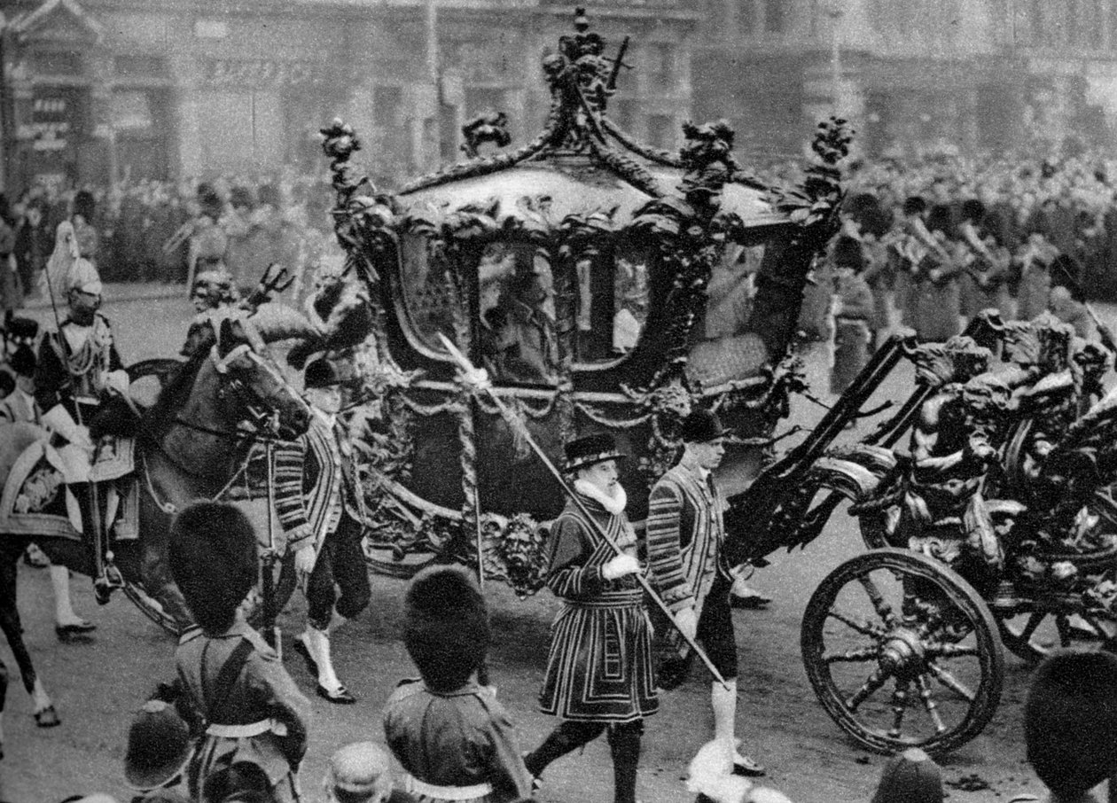 Královský kočár na cestě k otevření parlamentu, Londýn, 1926-1927 od Unbekannt