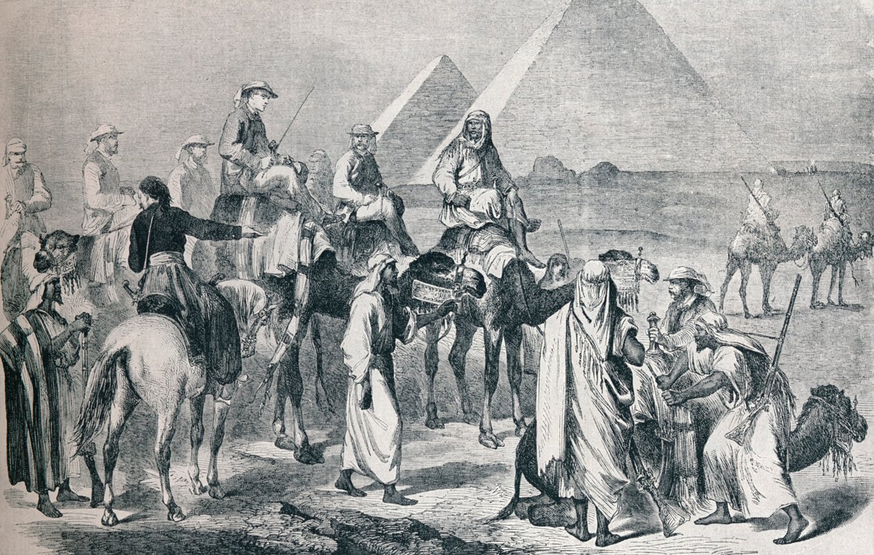Královská skupina opouštějící tábor v Gíze, Egypt, c1861 1910 od Unbekannt
