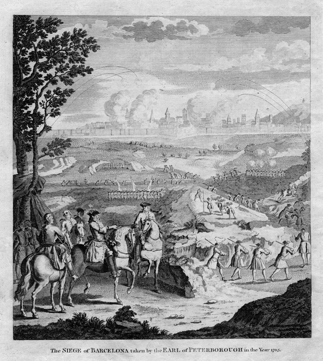 Obléhání Barcelony hrabětem z Peterborough v roce 1705 od Unbekannt