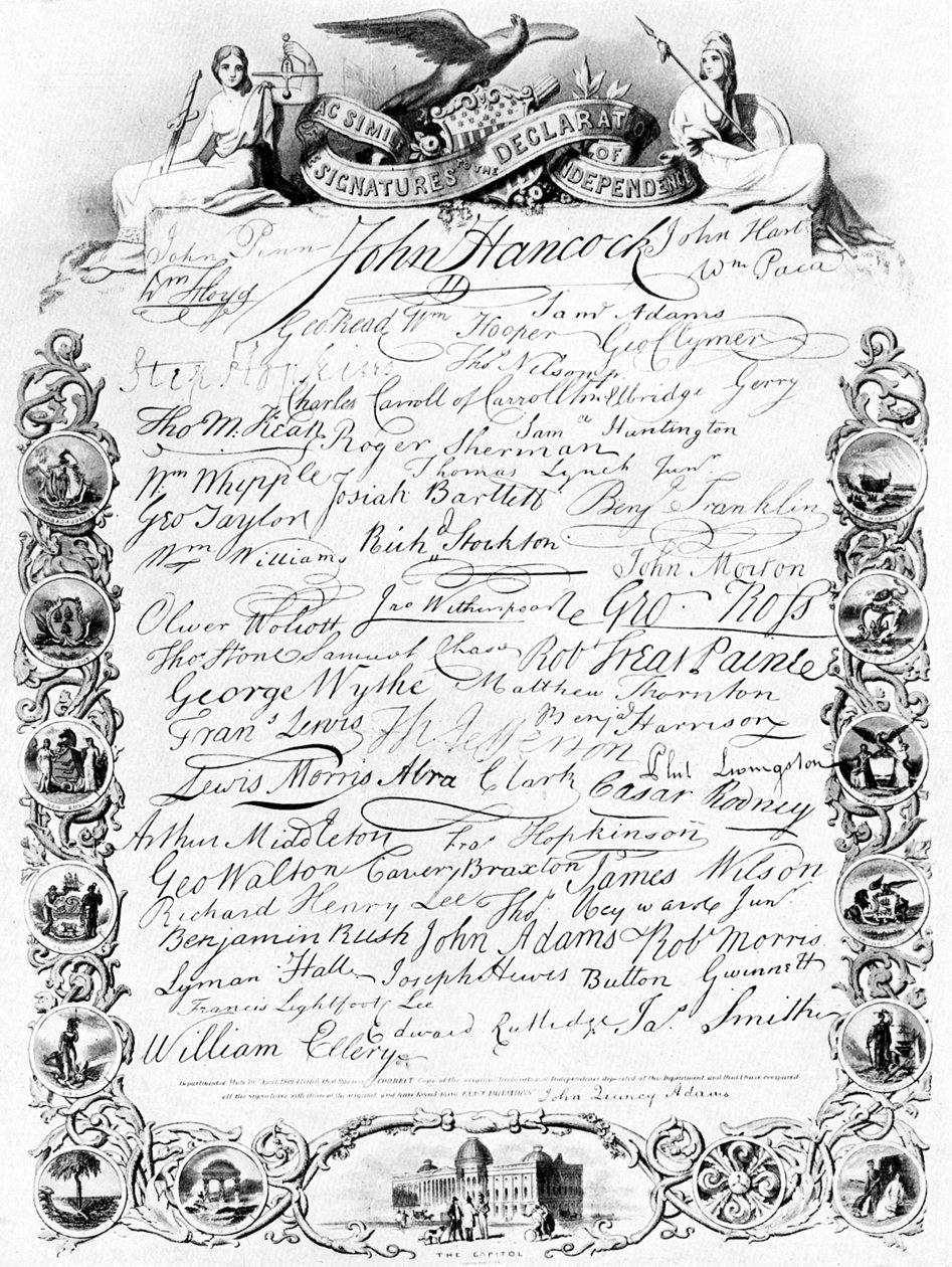 Podpisy k americké deklaraci nezávislosti, c1776, c1920 od Unbekannt