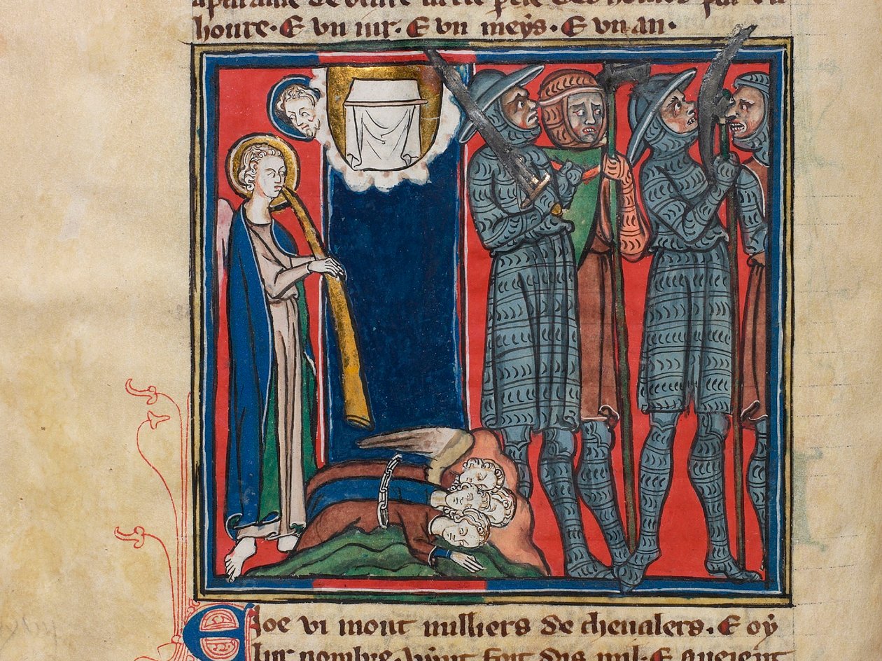 Šestý anděl zatroubil... Miniatura z: Apocalypse de saint Jean, cca 1320. od Unbekannt