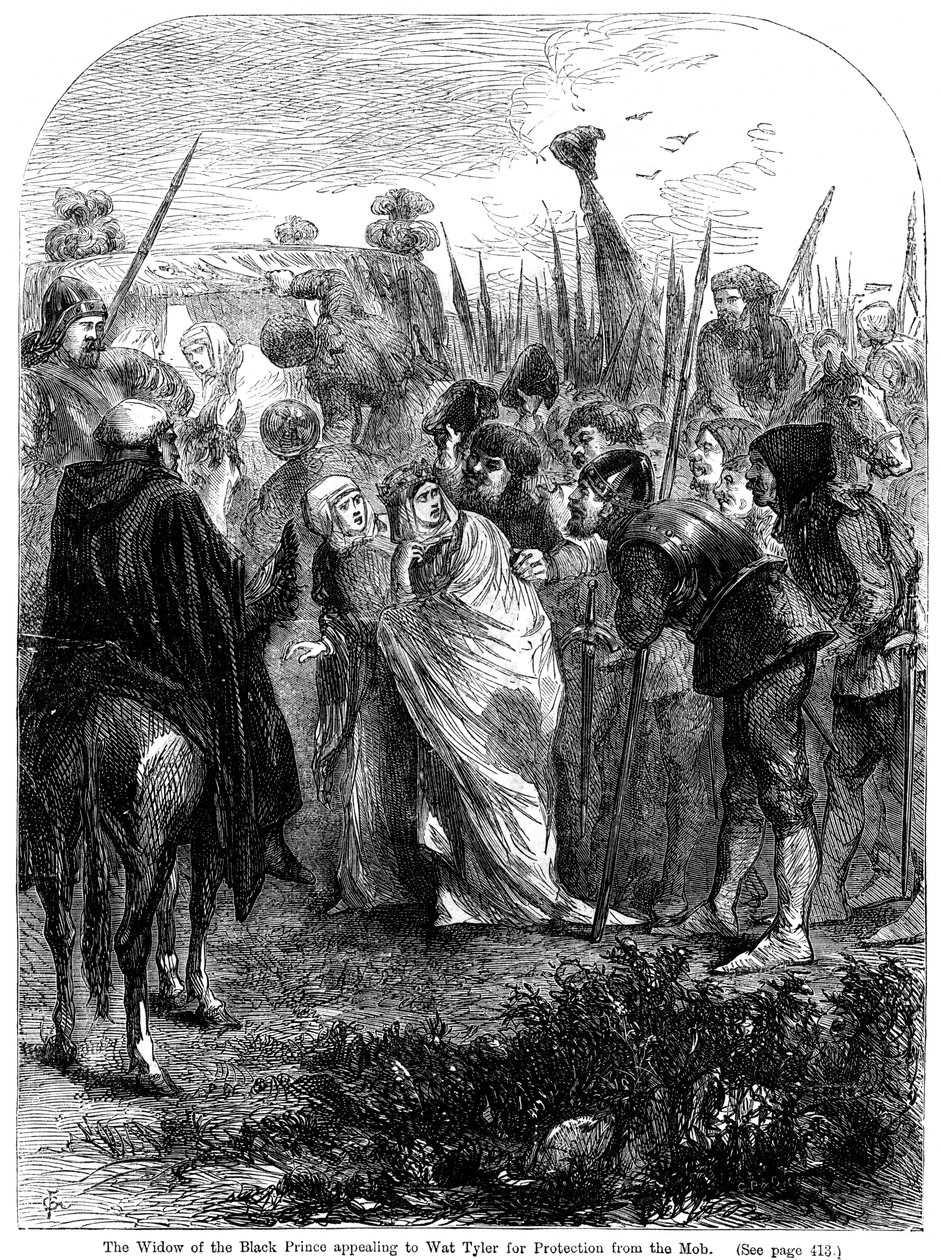 Vdova po Černém princi apeluje na Wata Tylera o ochranu před davem, 1381 od Unbekannt