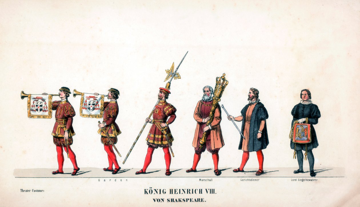 Divadelní kostýmní návrh pro Shakespearovu hru Jindřich VIII., 19. století od Unbekannt