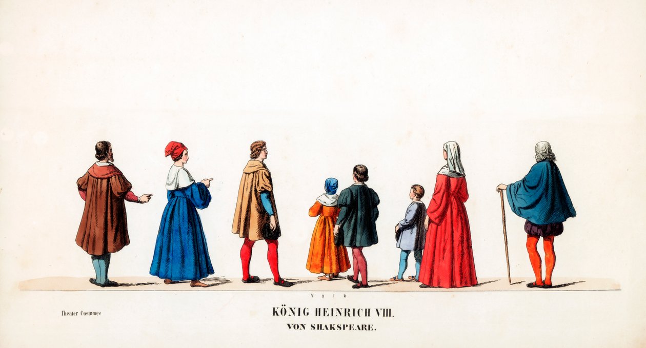 Návrhy divadelních kostýmů pro Shakespearovu hru Jindřich VIII., 19. století od Unbekannt
