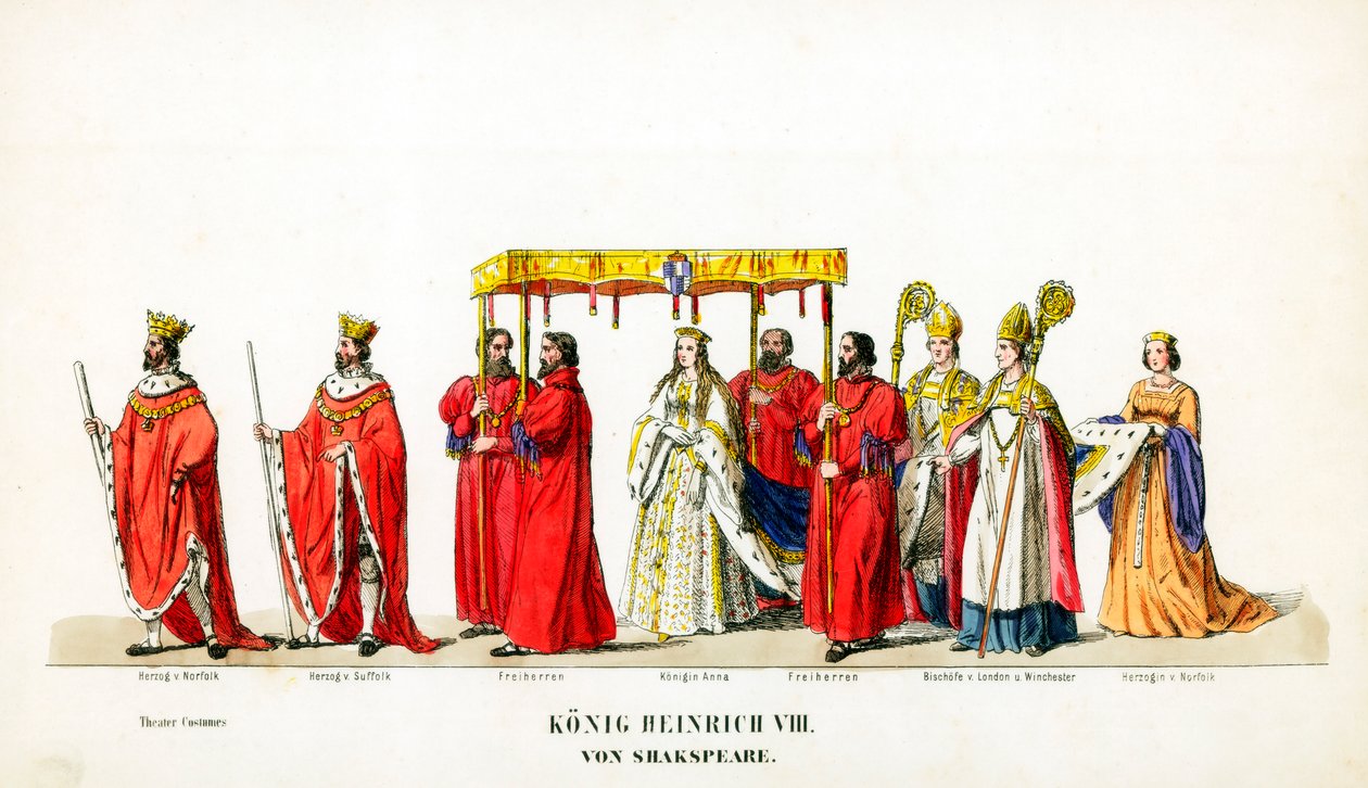 Návrhy divadelních kostýmů pro Shakespearovu hru Jindřich VIII., 19. století od Unbekannt