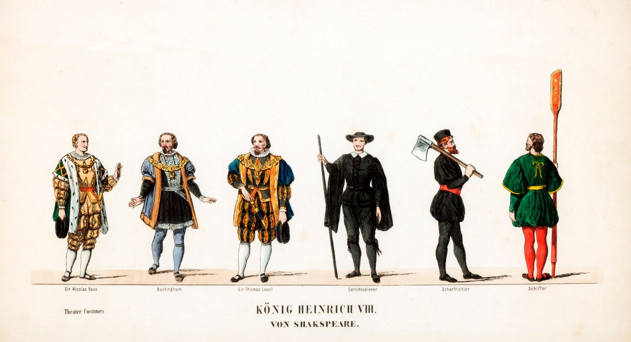 Návrhy divadelních kostýmů pro Shakespearovu hru Jindřich VIII., 19. století od Unbekannt