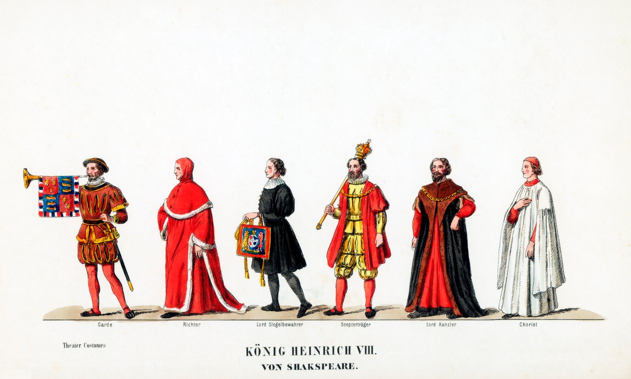 Návrhy divadelních kostýmů pro Shakespearovu hru Jindřich VIII., 19. století od Unbekannt