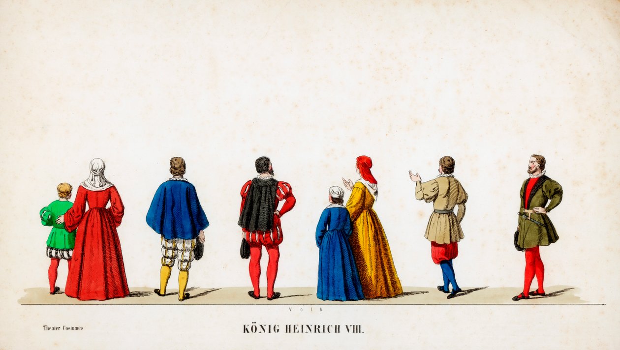Návrhy divadelních kostýmů pro Shakespearovu hru Jindřich VIII., 19. století od Unbekannt