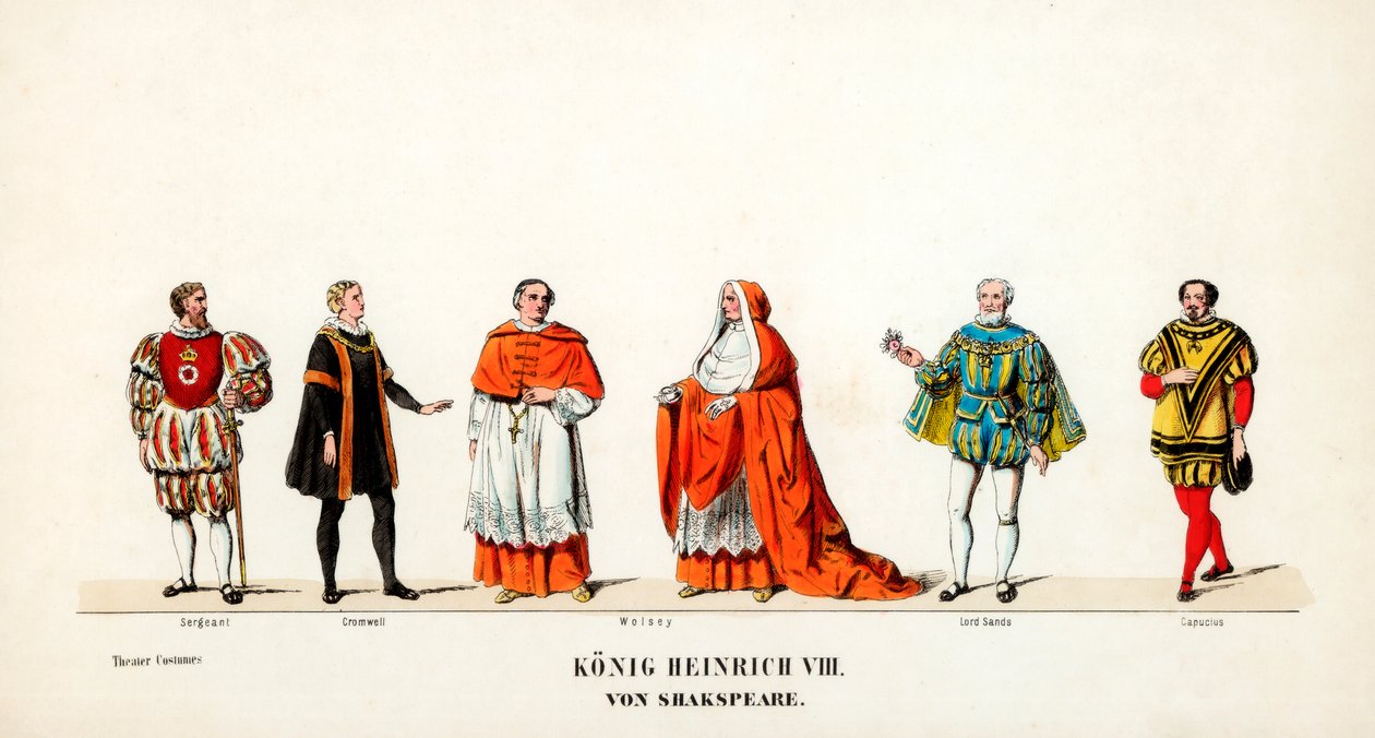 Návrhy divadelních kostýmů pro Shakespearovu hru Jindřich VIII., 19. století od Unbekannt