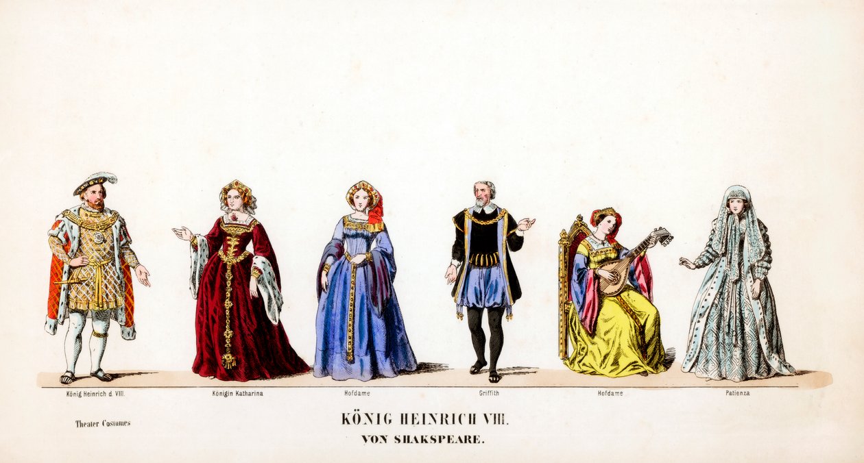 Návrhy divadelních kostýmů pro Shakespearovu hru Jindřich VIII., 19. století od Unbekannt