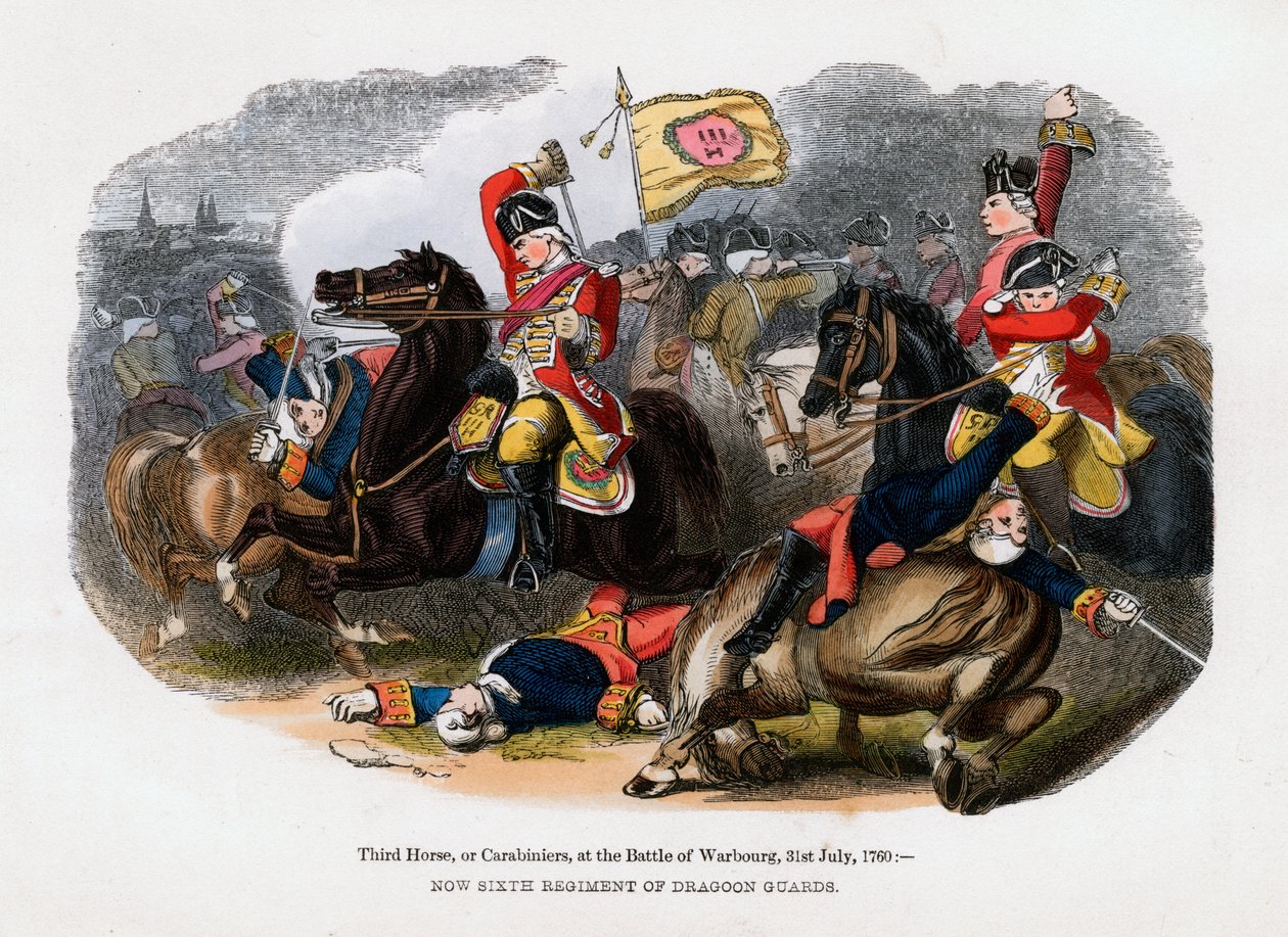 Třetí kůň, neboli karabiniéři, v bitvě u Warburgu, 31. července 1760 od Unbekannt