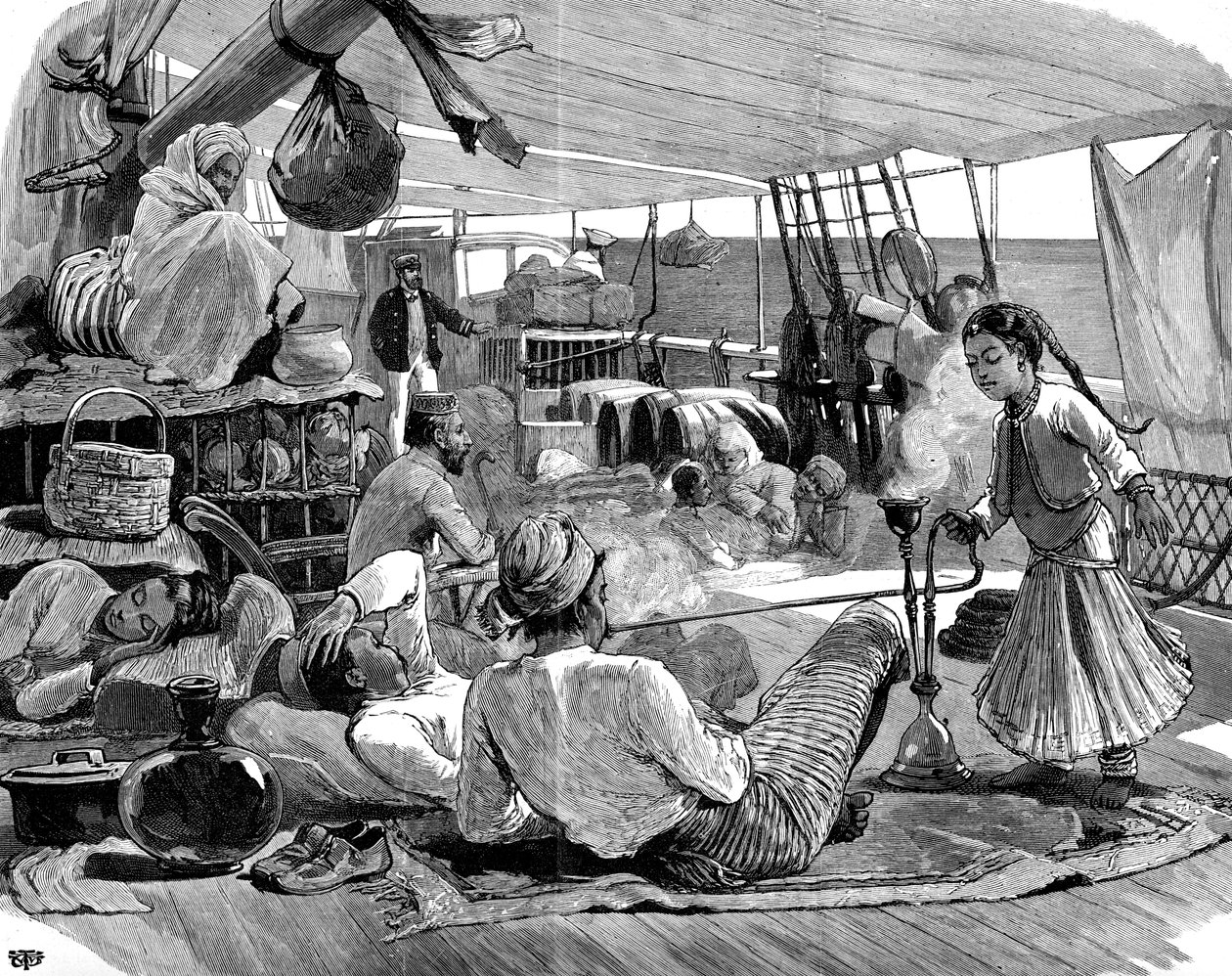 Třetí třída na palubě Kilwa, Brindisi do Barmy, 1886 od Unbekannt