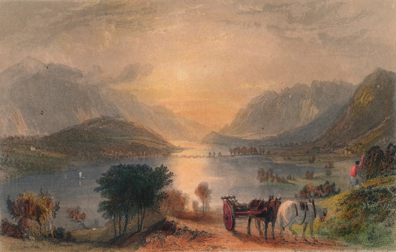 Thirlmere do Helvellyn nc. Z Raven Crag, 30. léta 19. století. od Unbekannt