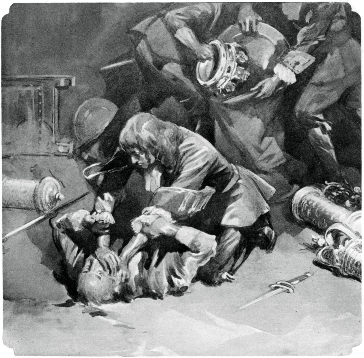 Thomas Blood se pokouší ukrást korunovační klenoty z Tower of London v roce 1671, 1937 od Unbekannt