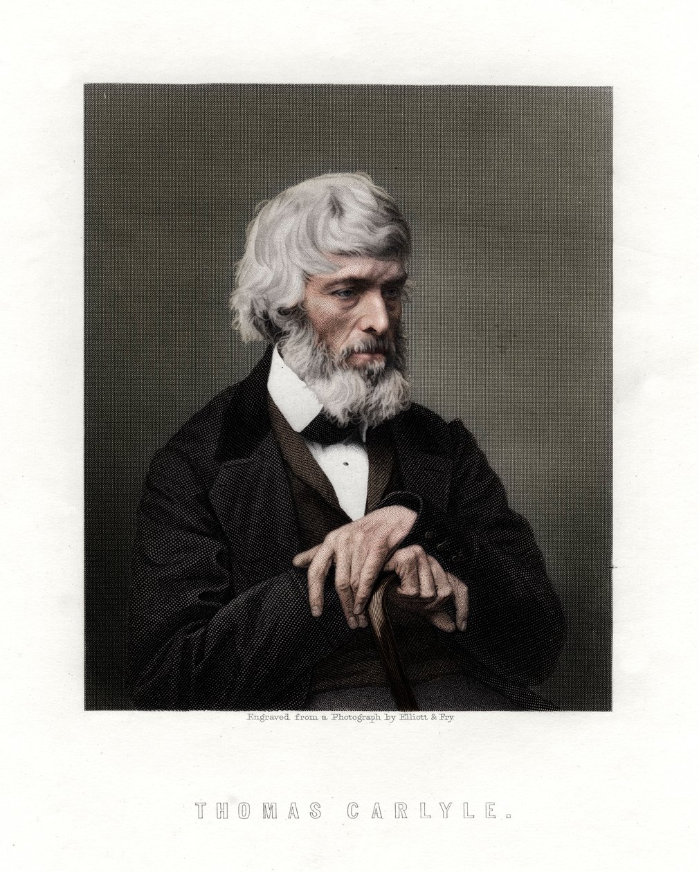 Thomas Carlyle , skotský esejista, satirik a historik, polovina konce 19. od Unbekannt