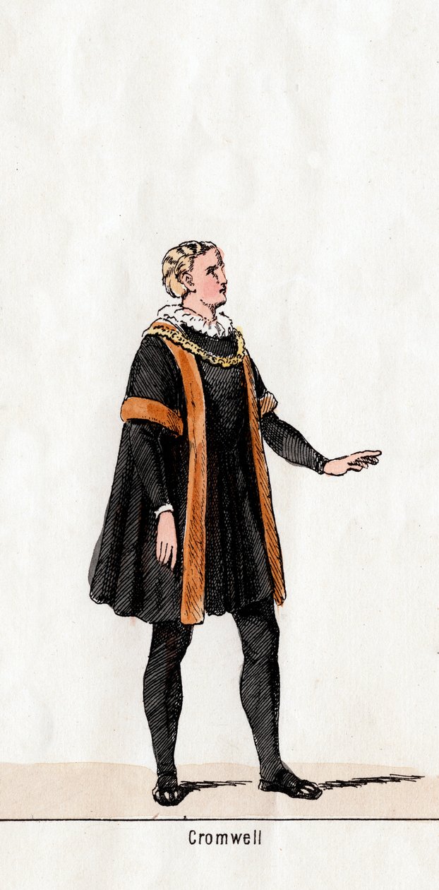 Thomas Cromwell, návrh kostýmů pro Shakespearovu hru, Jindřich VIII., 19. století od Unbekannt