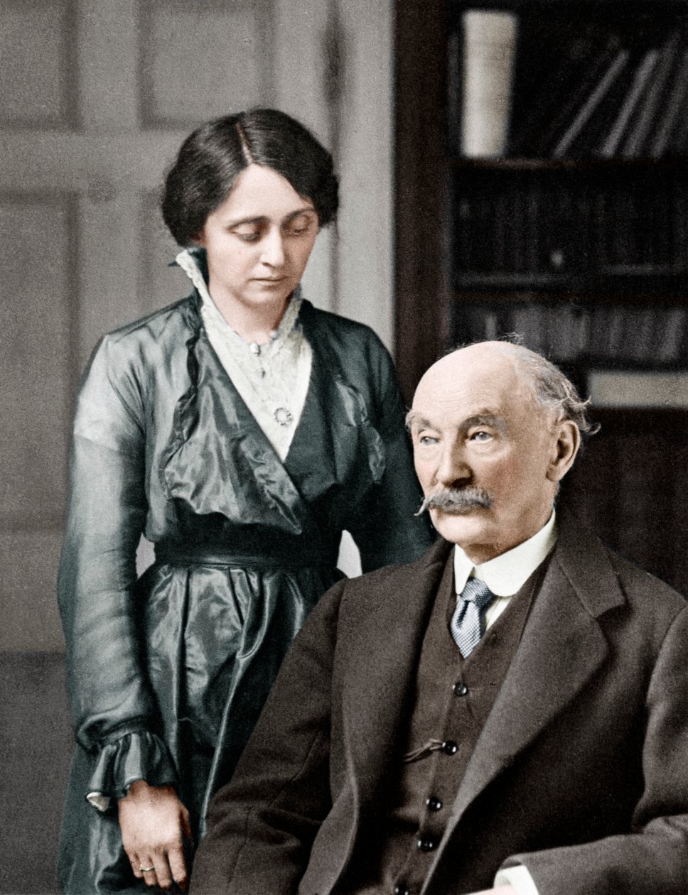Thomas Hardy , anglický básník, prozaik a dramatik se svou druhou ženou, Florence, 1912-1928 od Unbekannt