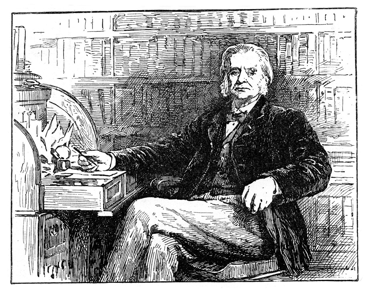 Thomas Henry Huxley, britský biolog, u svého stolu, c1880 od Unbekannt