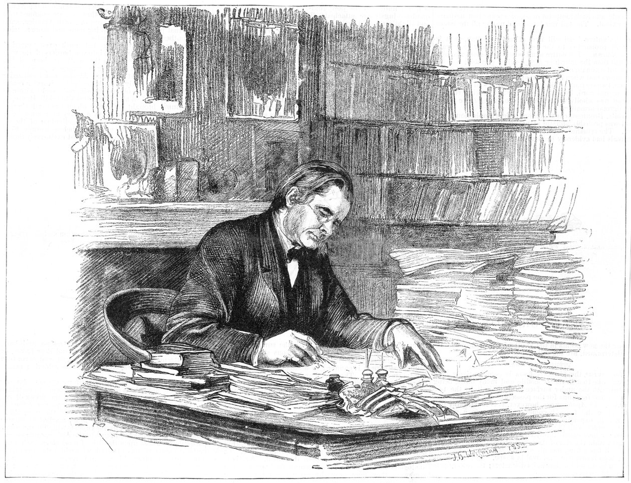 Thomas Henry Huxley, britský biolog, u svého stolu v roce 1882 1883 od Unbekannt