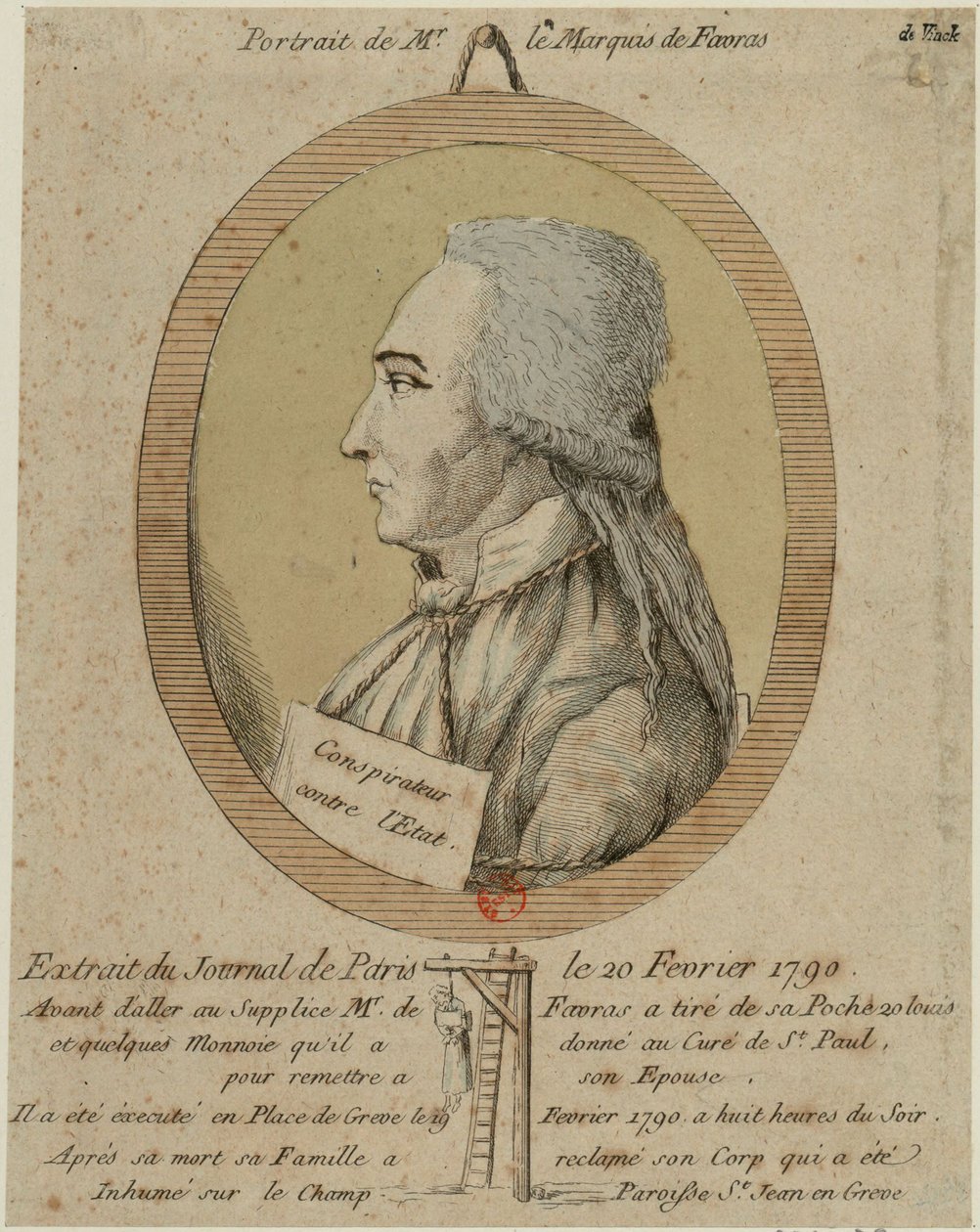 Thomas de Mahy, markýz de Favras 1744-1790. Z Journal de Paris z 20. února 1790, 1790. od Unbekannt