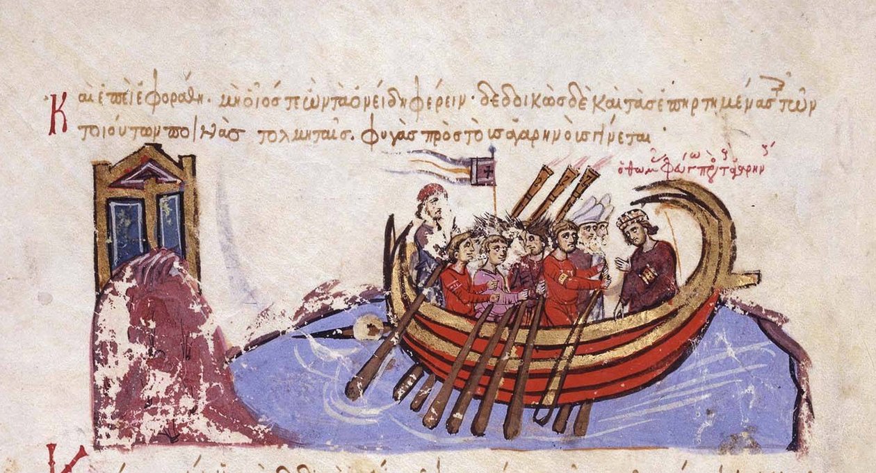 Tomáš Slovan prchá do Miniatury Arabů z madridských Skylitzes, 11.–12. od Unbekannt