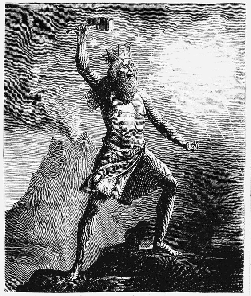 Thor, bůh hromu ve skandinávském panteonu, třímající své kladivo, 1874 od Unbekannt