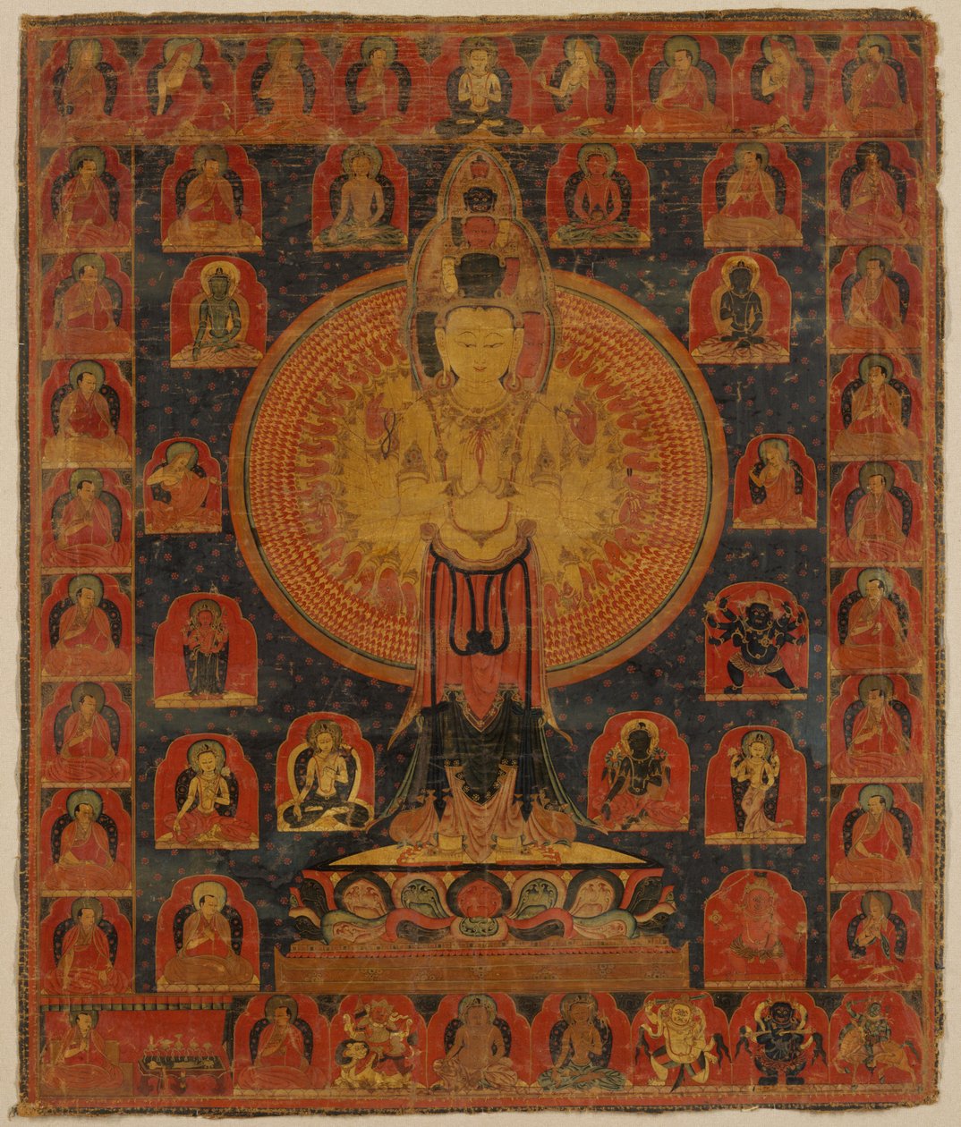 Tisíce ozbrojený Čenresi, kosmická forma bódhisattvy Avalokiteshvara, 14. století. od Unbekannt