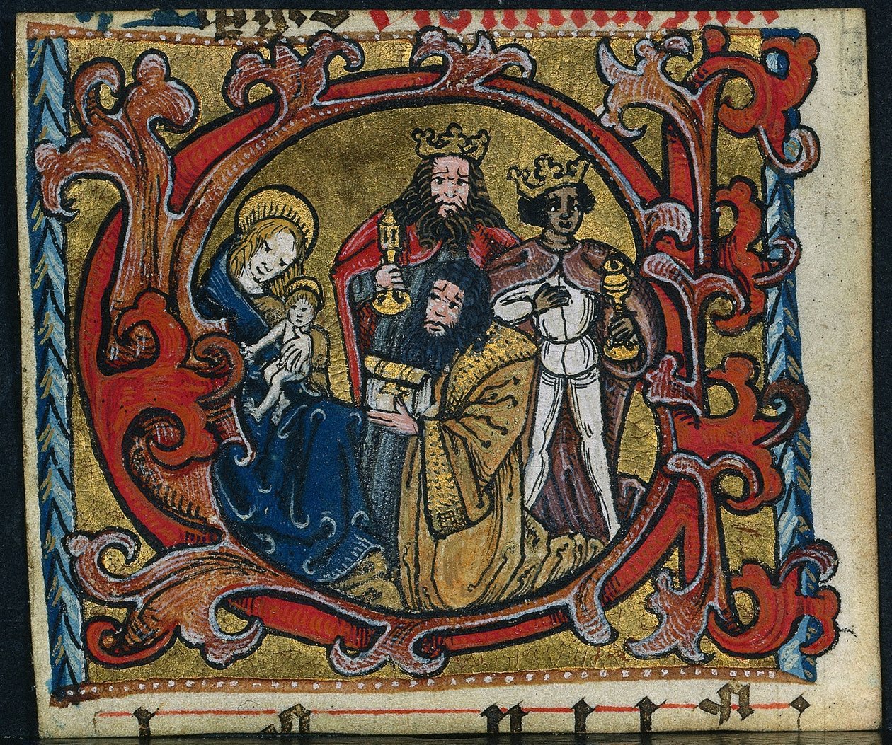 Tři výstřižky z misálu: Iniciála C s Klaněním tří králů, c. 1470-1500. od Unbekannt