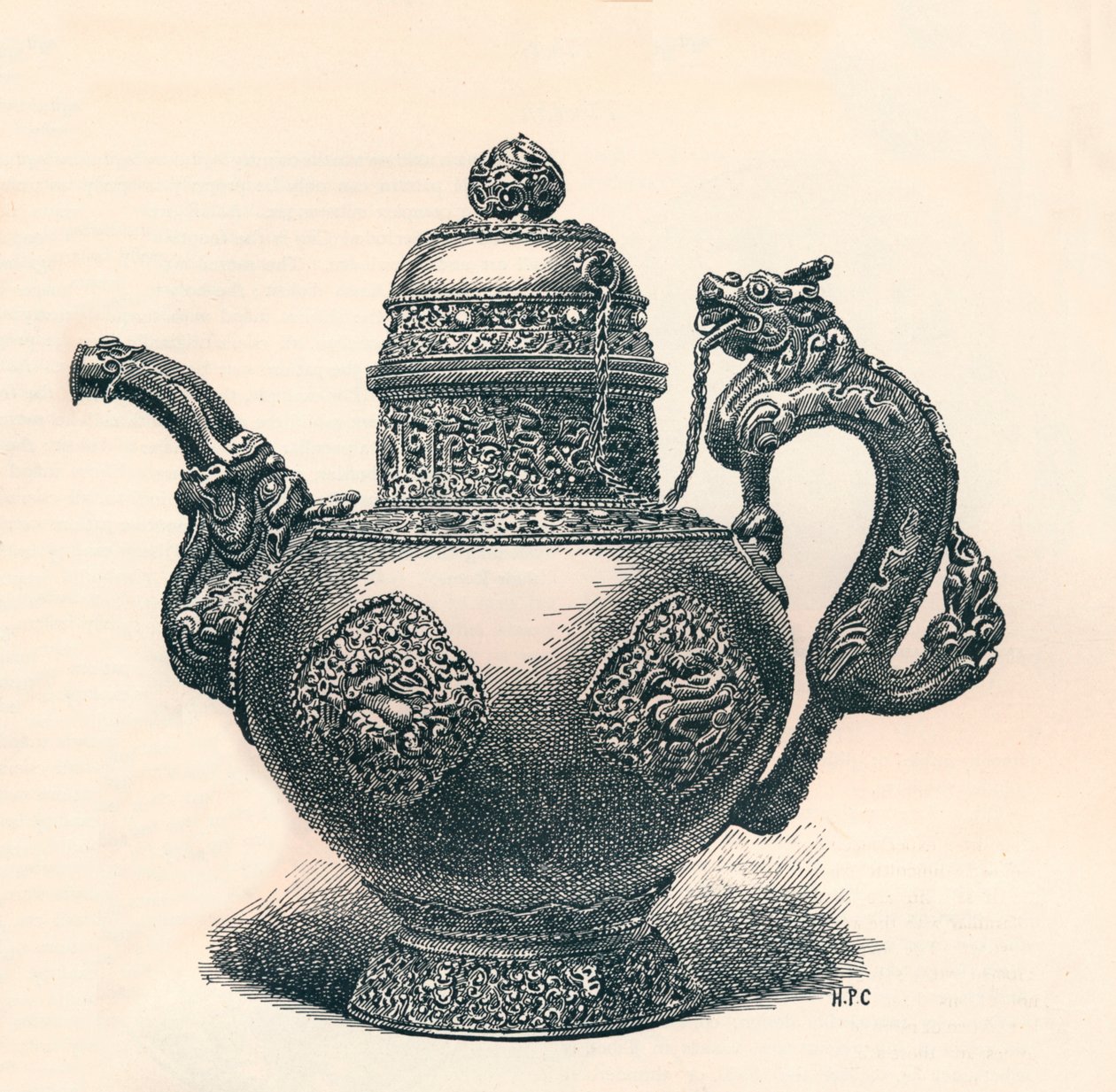 Tibetská konvice na čaj s dračí hubicí a rukojetí ukazující čínský vliv, c1904 od Unbekannt