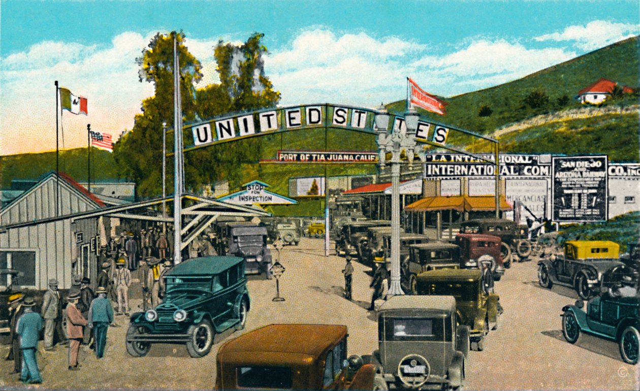 Tijuana, Mexiko – mezinárodní hraniční linie, c1939 od Unbekannt