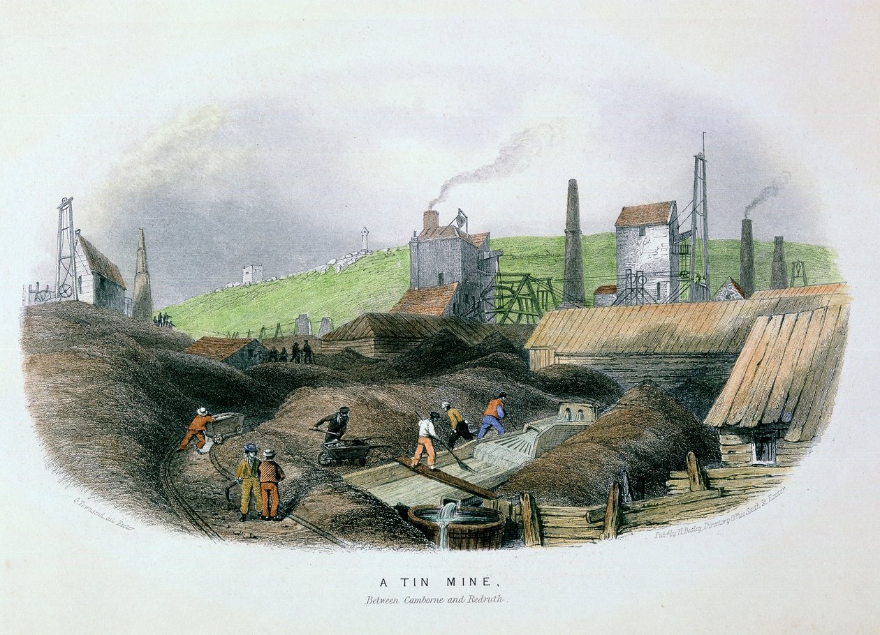 Cínový důl mezi Camborne a Redruth, Cornwall, c1860 od Unbekannt