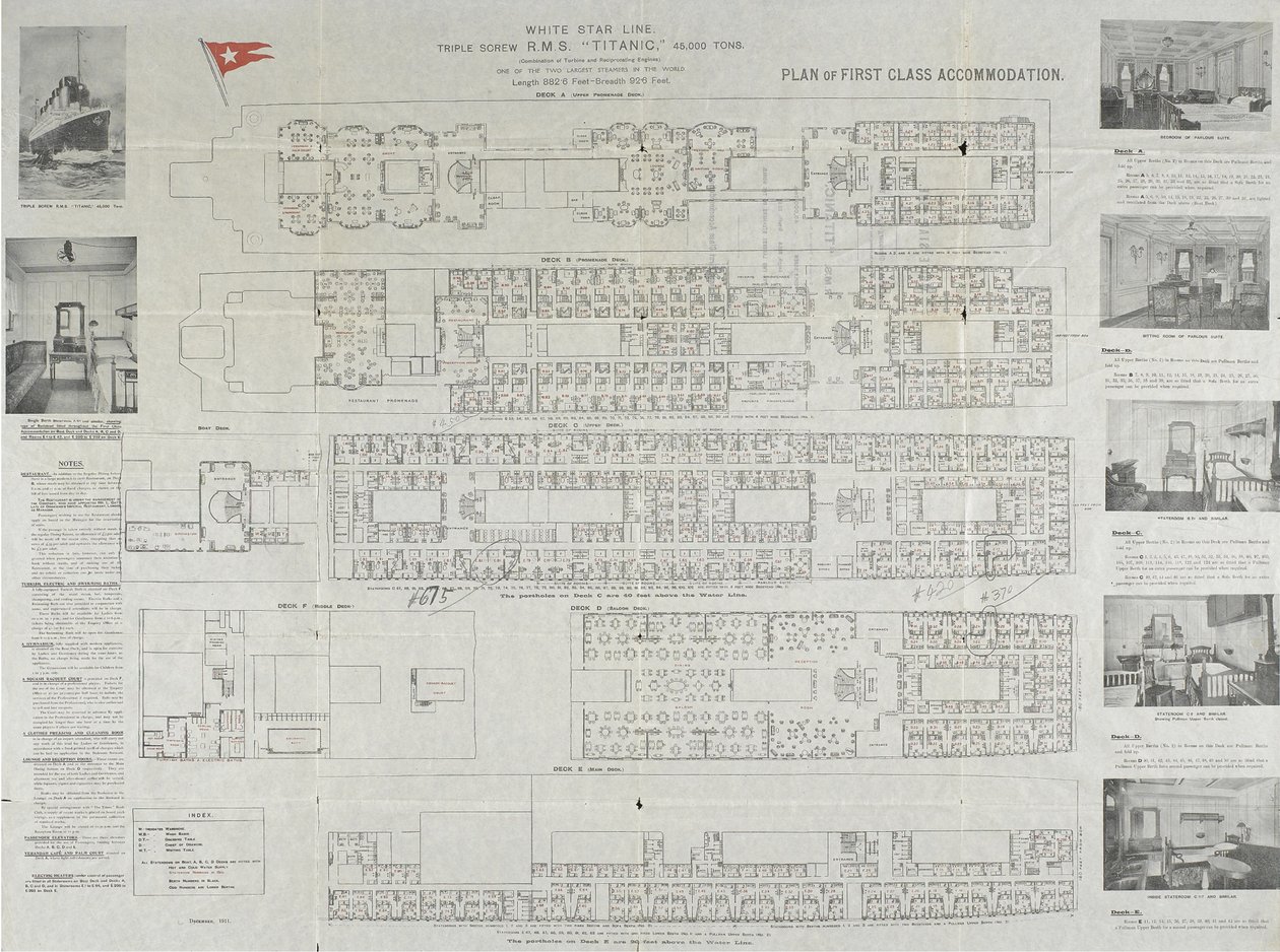 Plán paluby první třídy Titanic, 1911 od Unbekannt