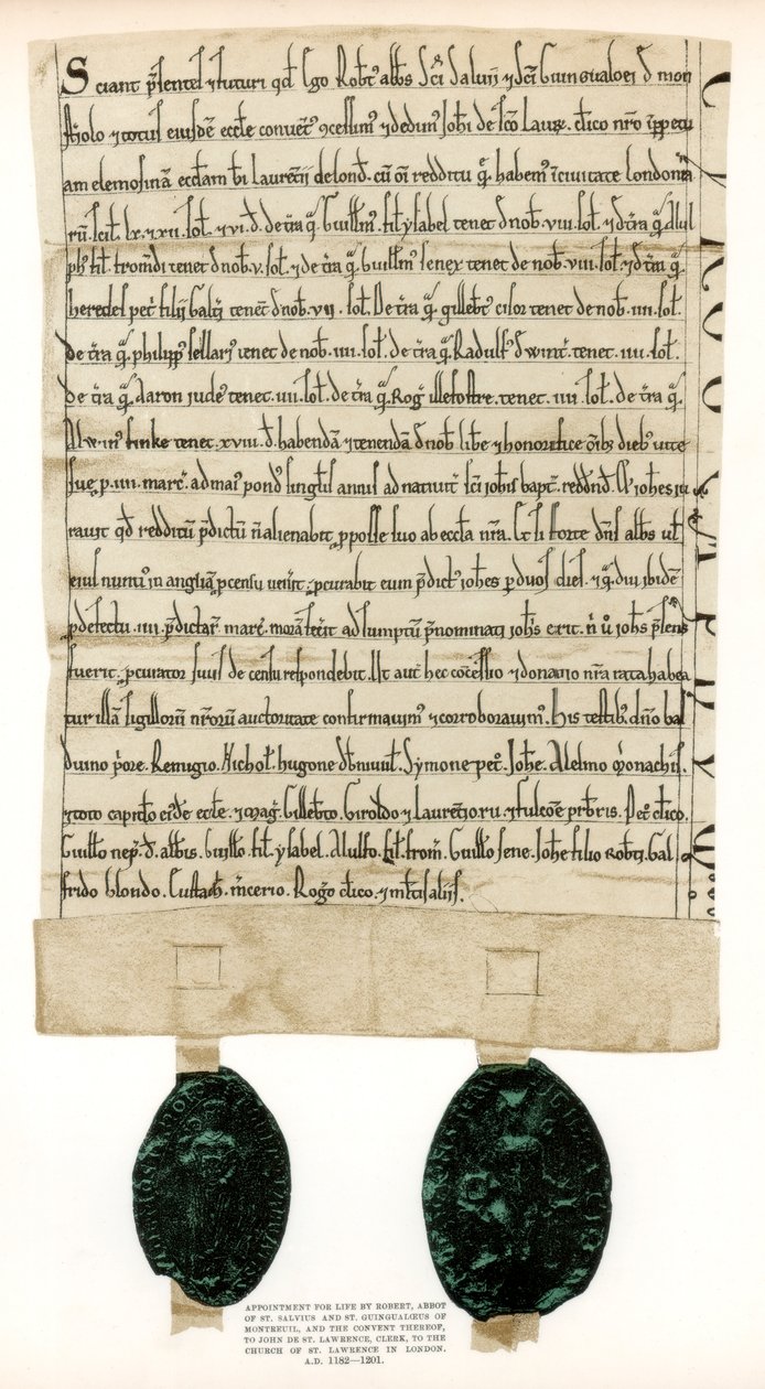 List vlastnictví nemovitostí v okolí Guildhall, City of London, c1182-1201 1886 od Unbekannt