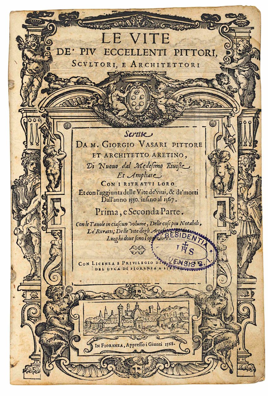Titulní strana z: Giorgio Vasari, Životy nejznamenitějších italských malířů..., 1568. od Unbekannt
