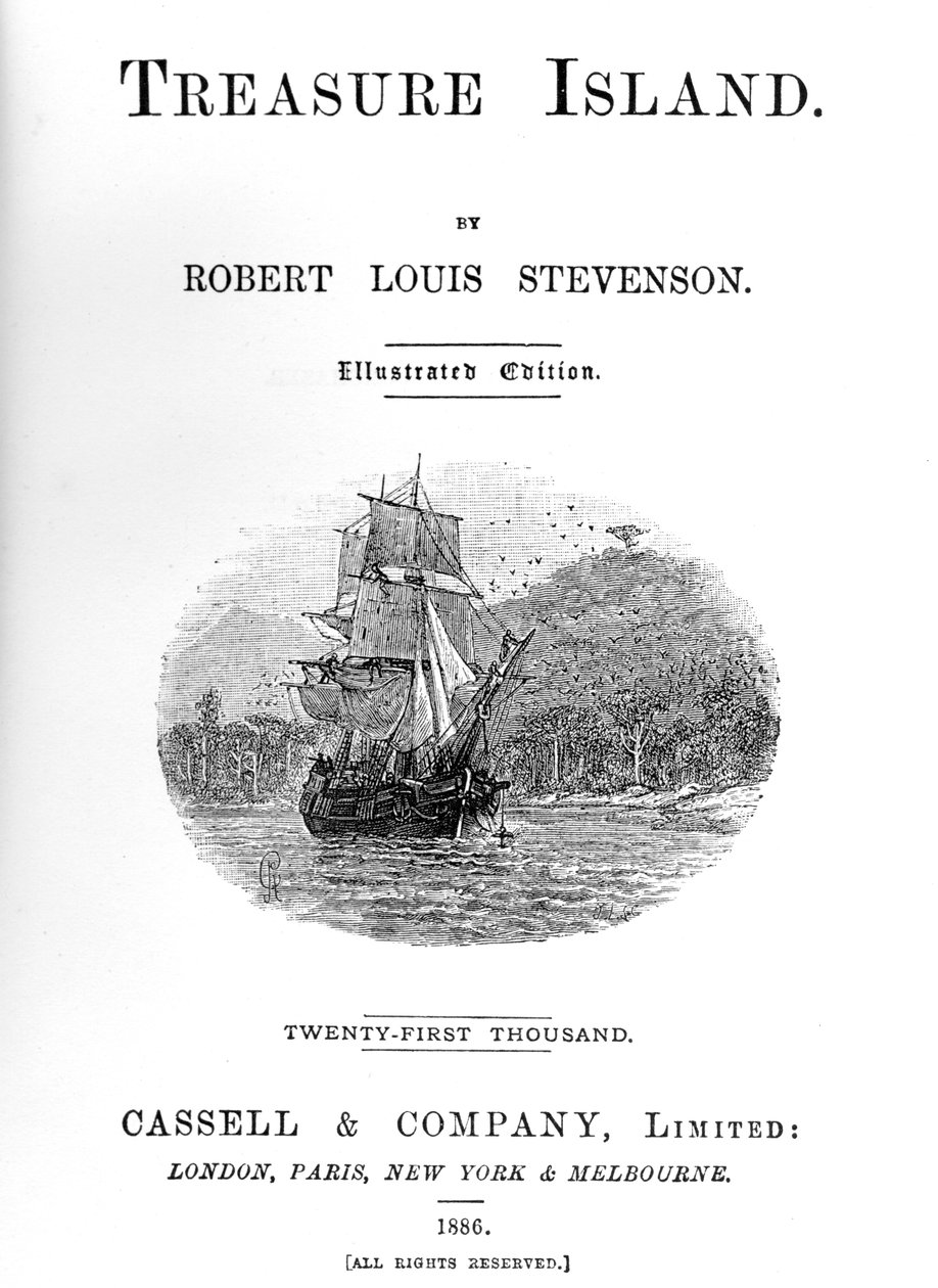 Titulní strana Ostrova pokladů od Roberta Louise Stevensona, 1886 od Unbekannt