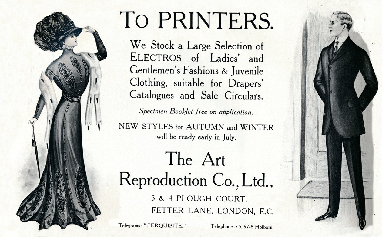 Do tiskáren - reklama The Art Reproduction Co., Ltd, 1909. od Unbekannt