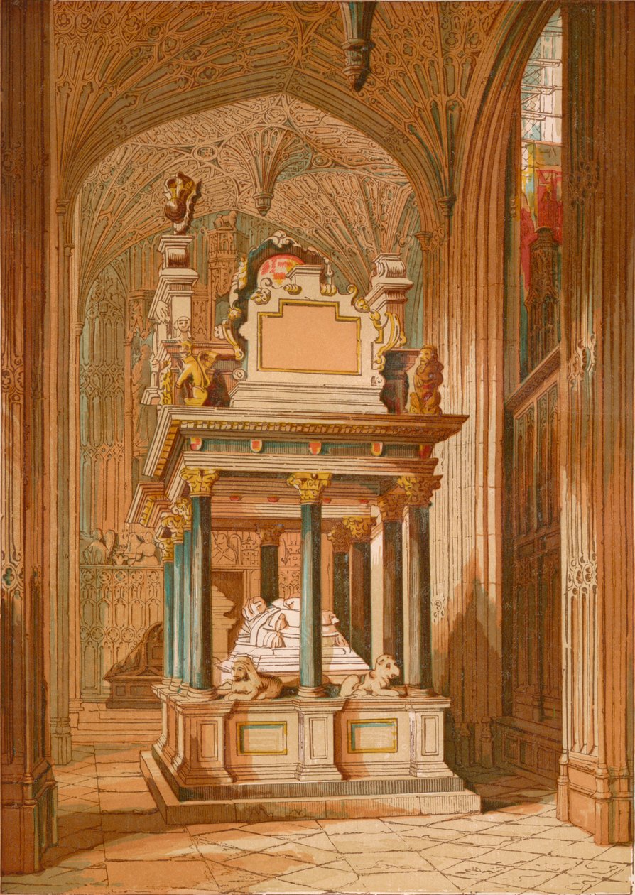 Hrob královny Alžběty. - Westminsterské opatství, c1845, 1864 od Unbekannt