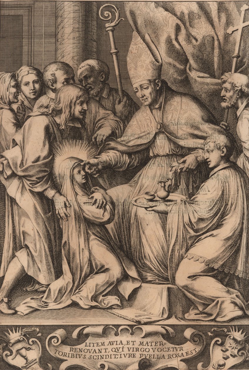 Toribio Alfonso Mogrovejo potvrzuje Rose of Lima, 1670. od Unbekannt