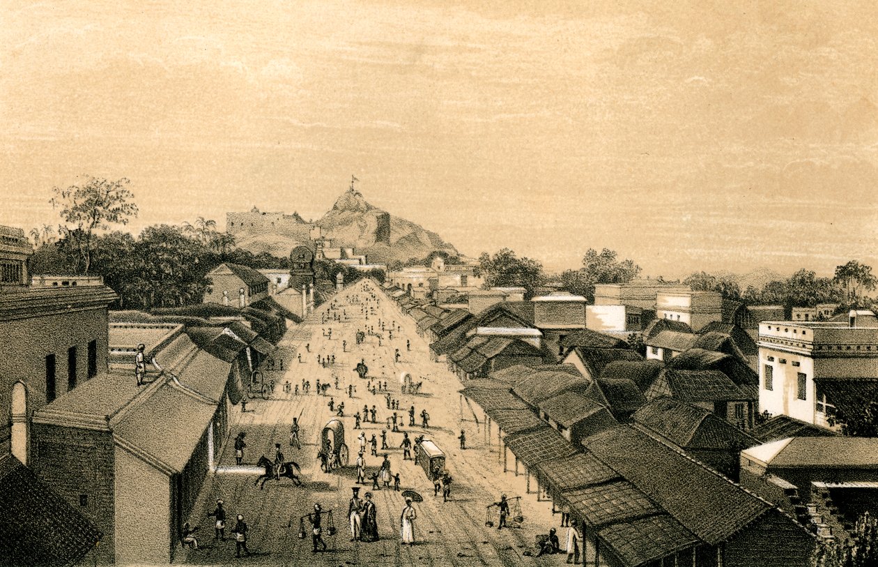 Město a pevnost Trichinopoly, Indie, 1847 od Unbekannt