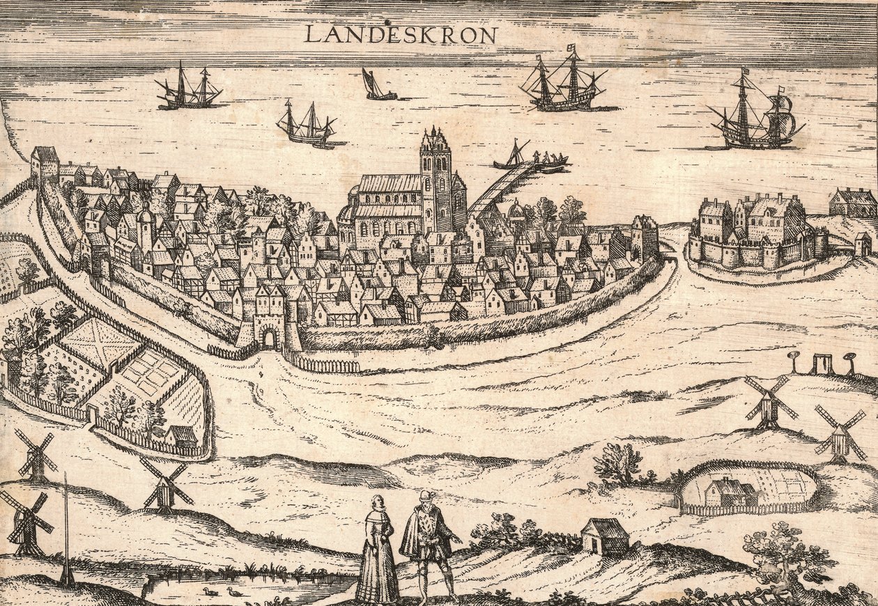 Město Landskrona, Švédsko, 80. léta 16. století od Unbekannt
