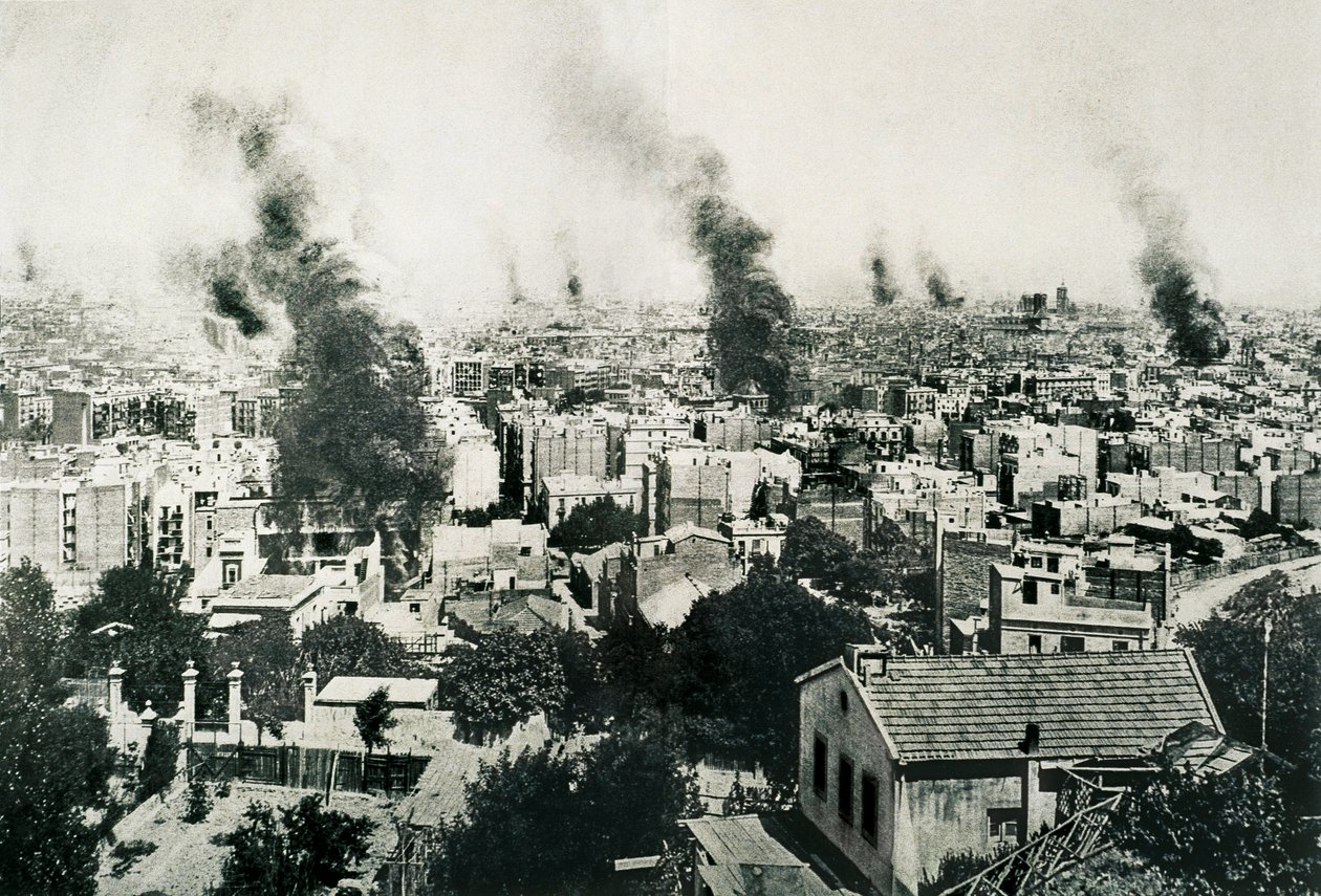 Tragický týden 1909, Požár klášterů. Obrázek zveřejněn v časopise "La Actualidad". Barcelona, ​​Španělsko od Unbekannt