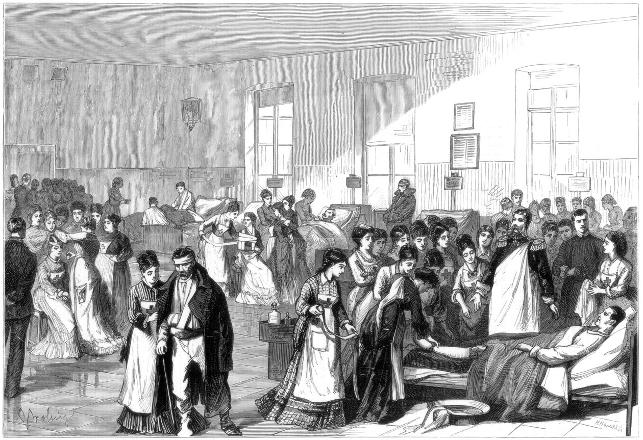 Školení žen jako zdravotní sestry ve vojenské nemocnici v Petrohradu, 1877 od Unbekannt